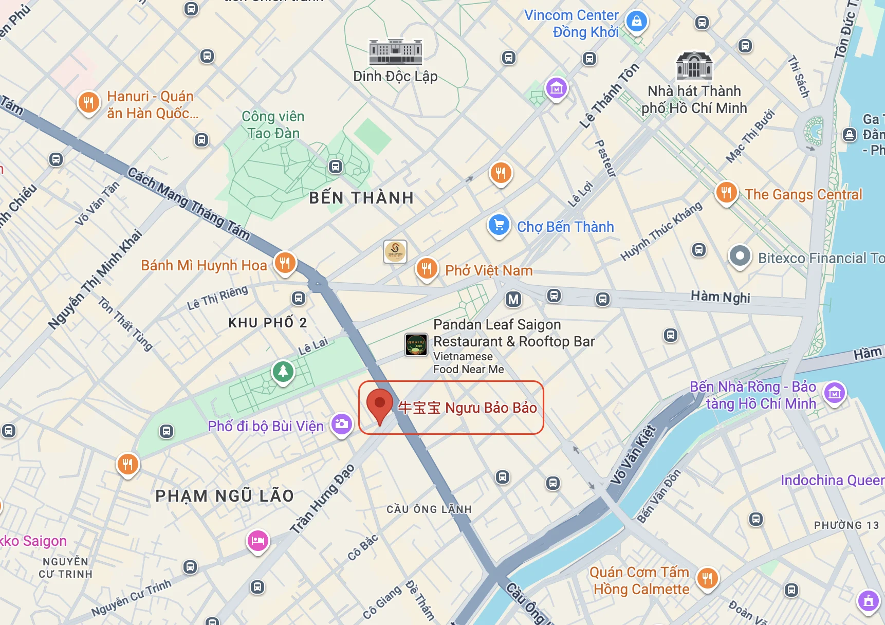 Bản đồ quán lẩu bò ngon gần chợ Bến Thành Quận 1