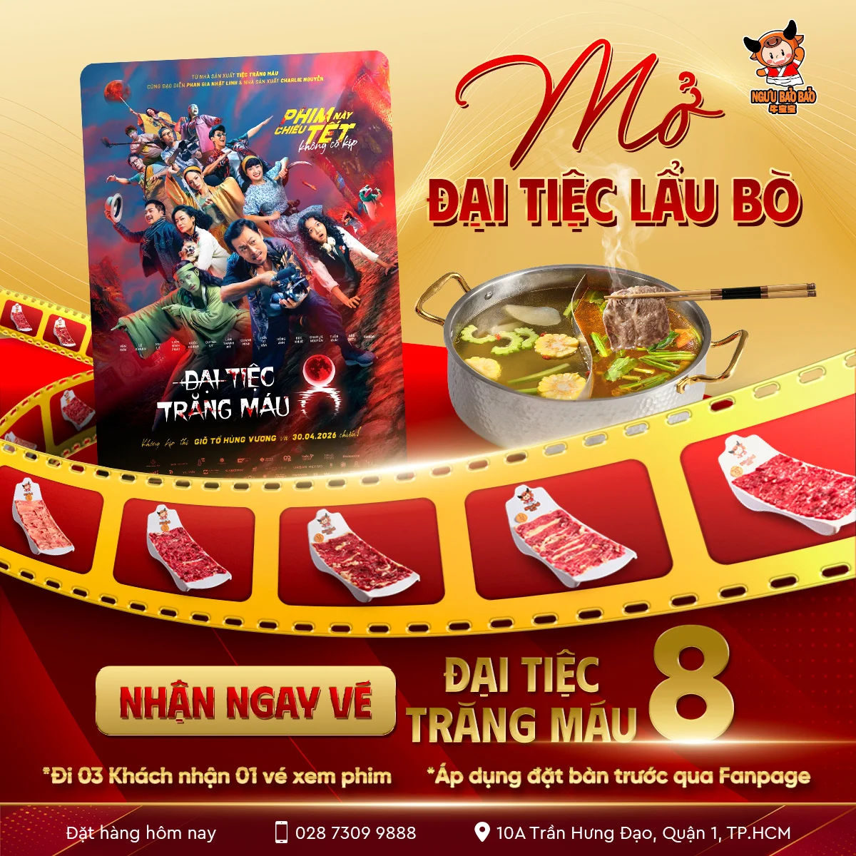 Mở đại tiệc Lẩu Bò - Nhận ngay vé xem phim "Đại Tiệc Trăng Máu 8"
